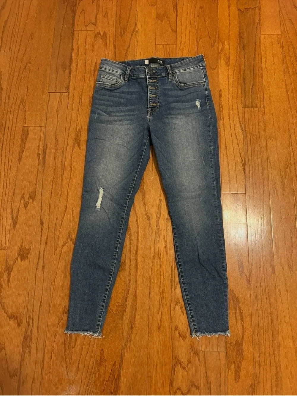 Kut from the Kloth High-Rise Button-Fly Distressed Jeans - Blue Size 6